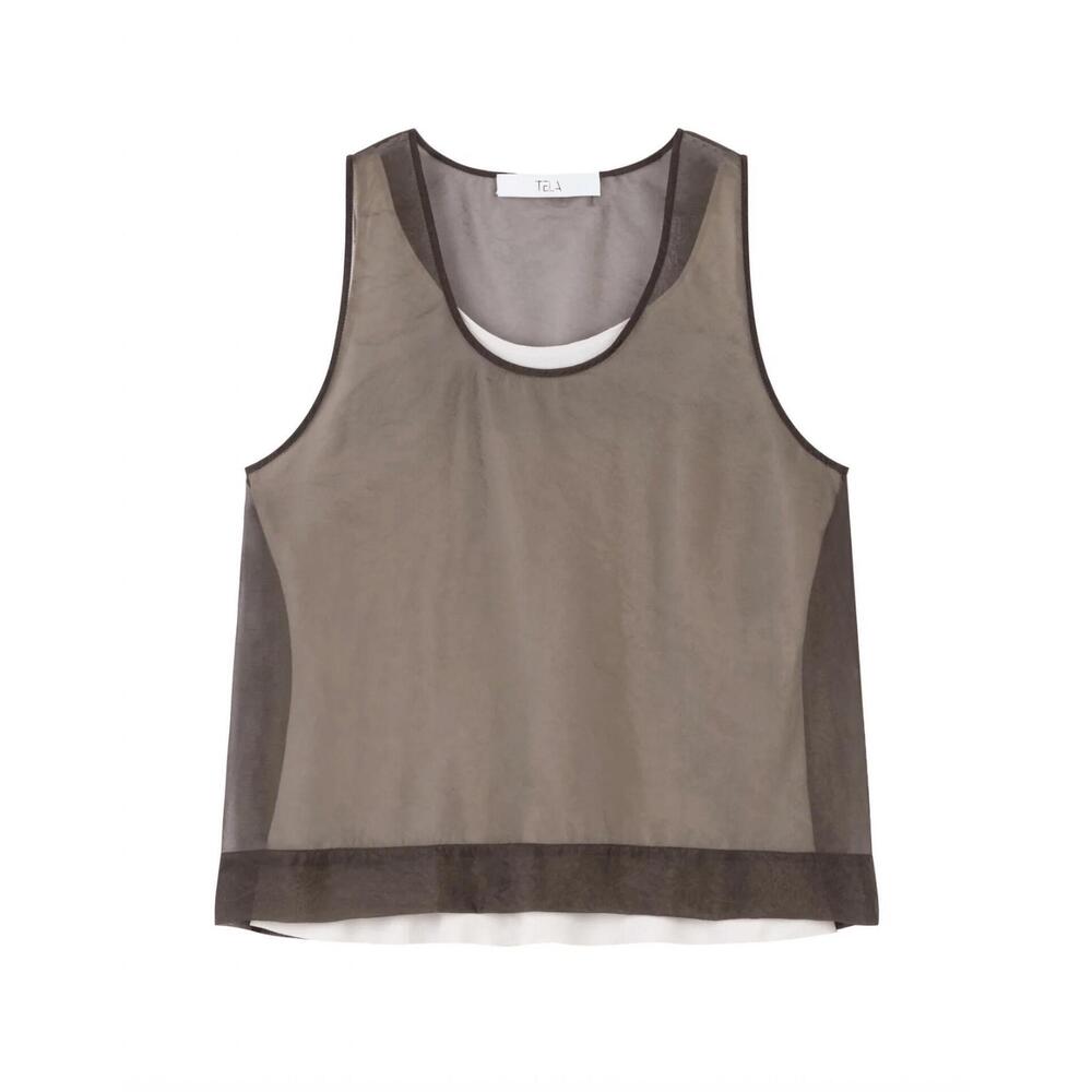 NEW TELA women's tetris layered top in military